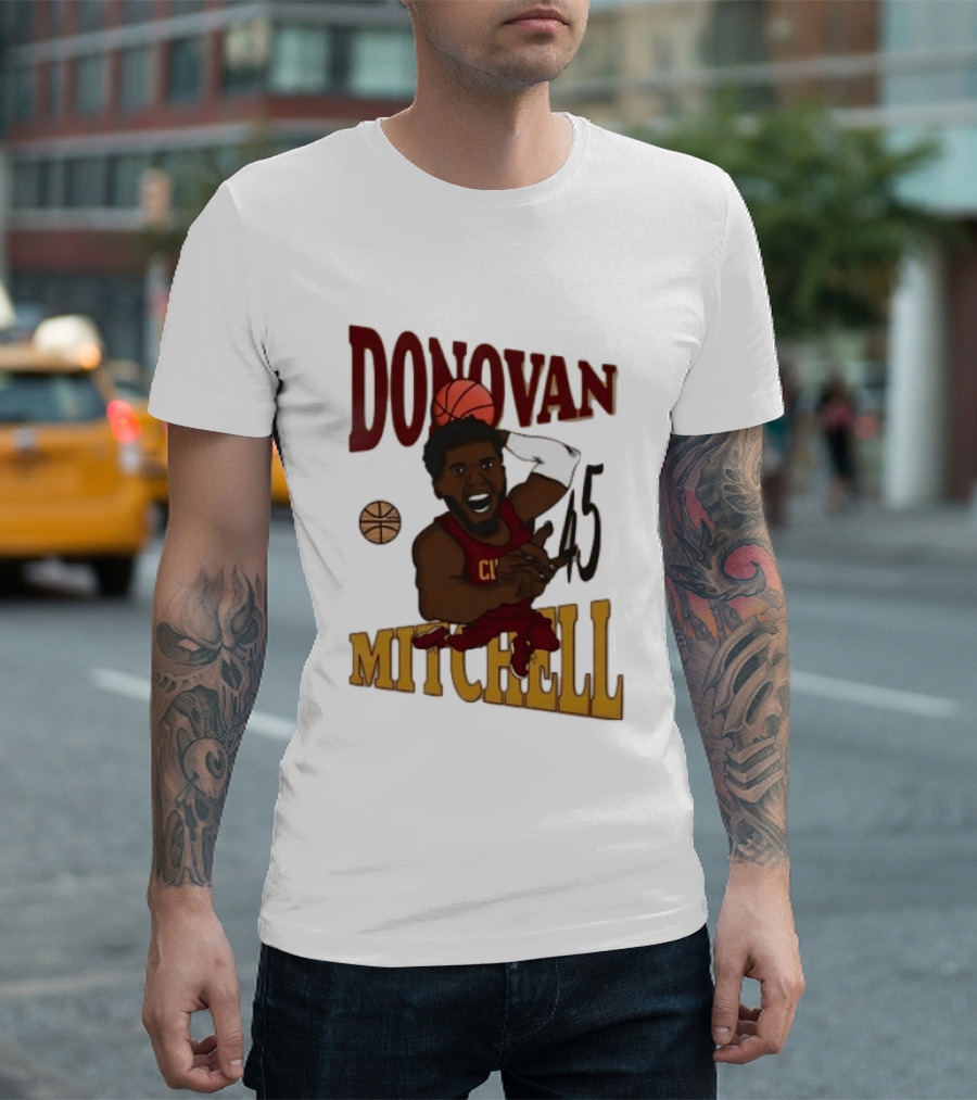 Donovan Mitchell Cleveland Cavaliers Basketball Number 45 Dunking T-Shirt