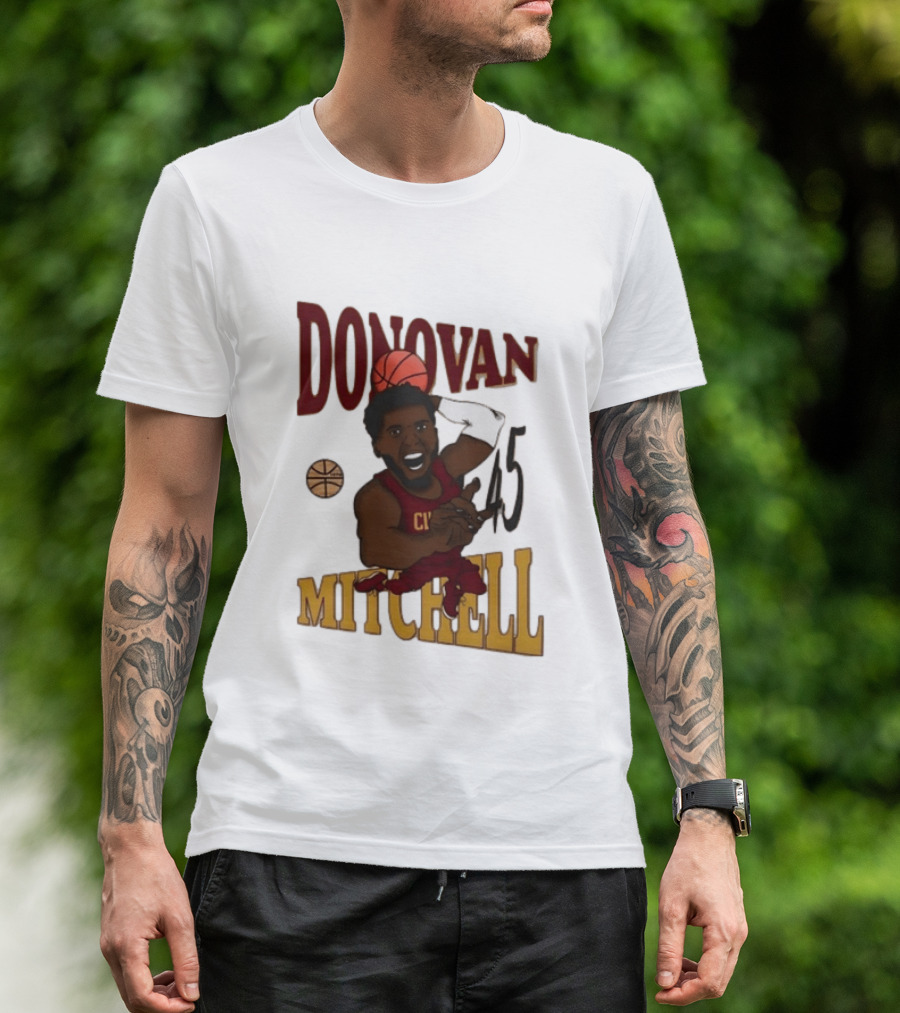 Donovan Mitchell Cleveland Cavaliers Basketball Number 45 Dunking T-Shirt