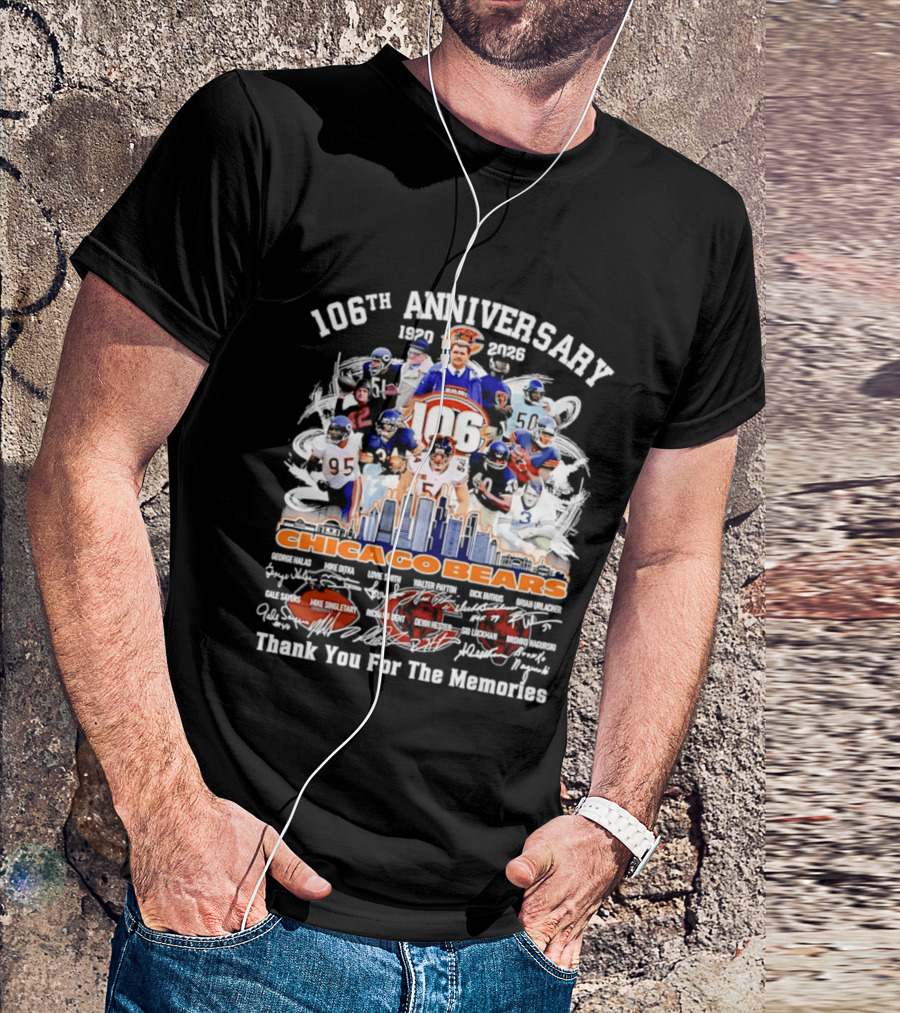 106th Anniversary Chicago Bears 1919 2025 Thank You For The Memories Mike Singletary Signatures T-Shirt