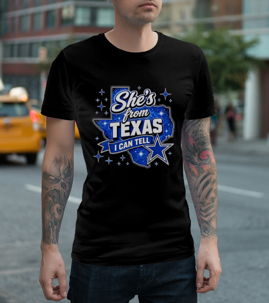 She's From Texas I Can Tell Star Blue Texas T-Shirt