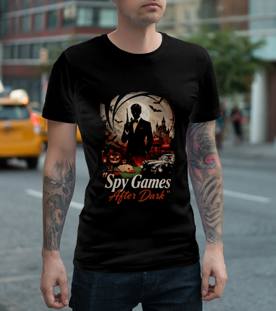 Spy Games After Dark Casino Halloween James Bond T-Shirt