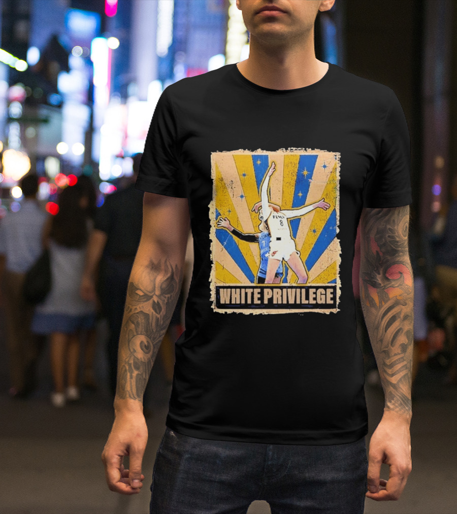 White Privilege Basketball Collision Moment Blue Yellow Starburst T-Shirt