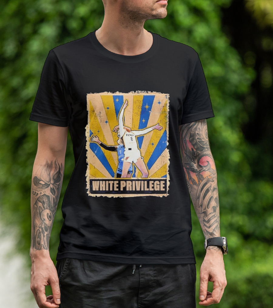 White Privilege Basketball Collision Moment Blue Yellow Starburst T-Shirt