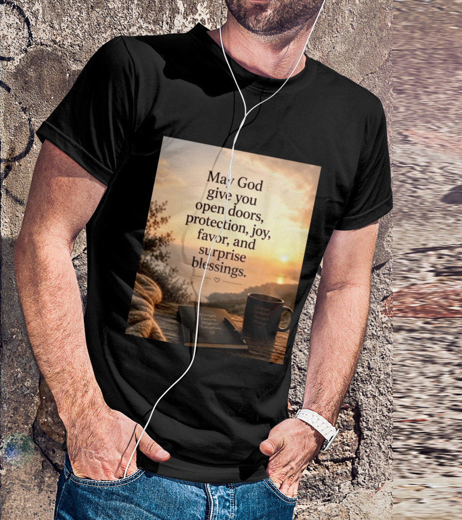 May God Give You Open Doors Protection Joy Favor Surprise Blessings Inspirational Message T-Shirt