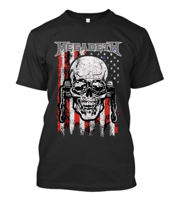 Megadeth American Flag Skull Distressed Chain T-Shirt