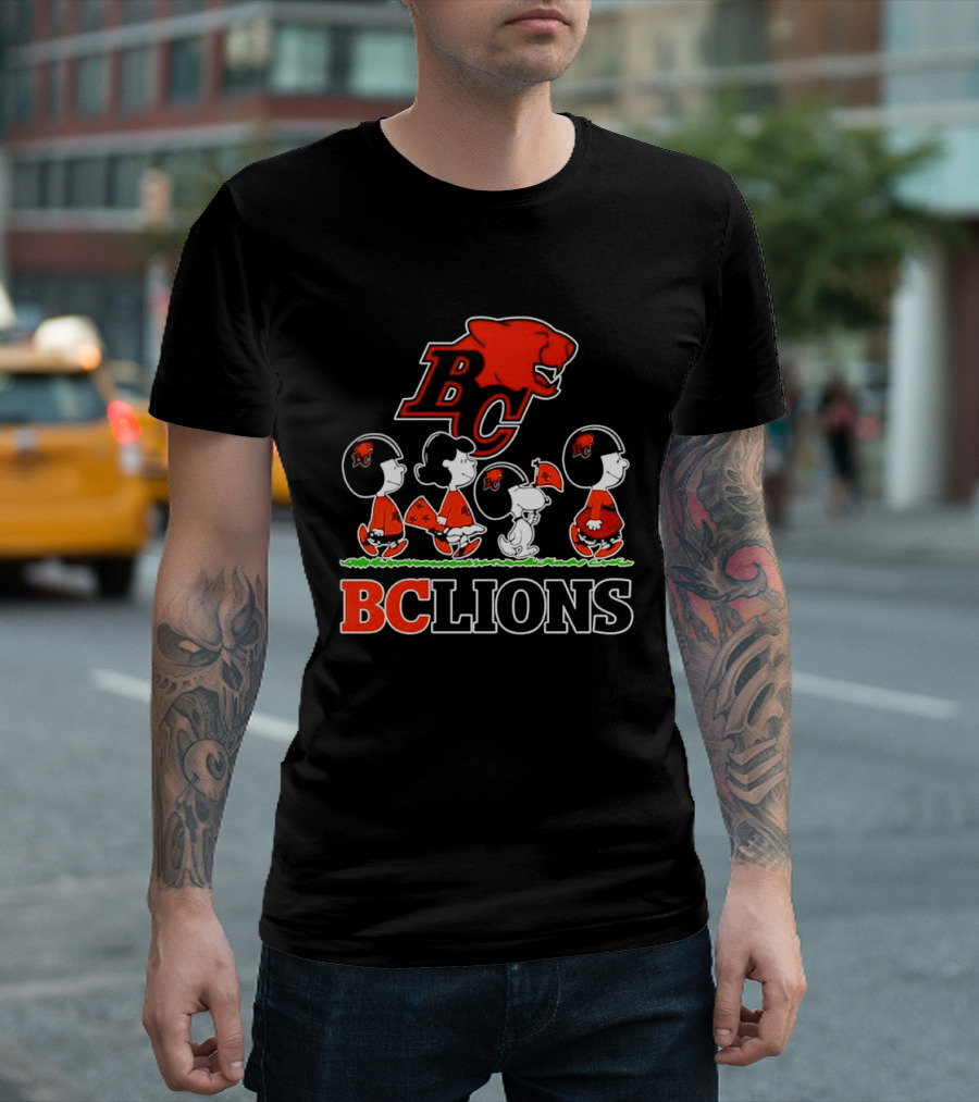 Peanuts Characters Collaboration With BC Lions CFL Team T-Shirt