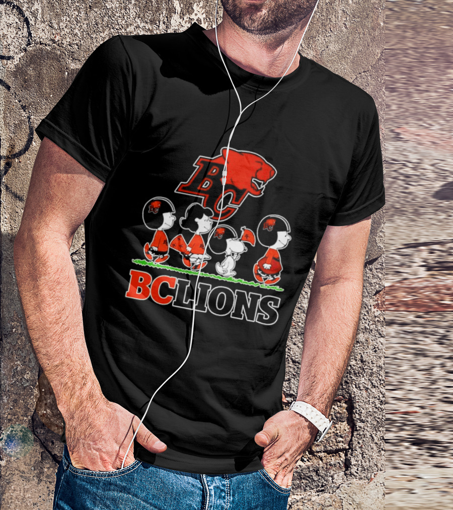 Peanuts Characters Collaboration With BC Lions CFL Team T-Shirt