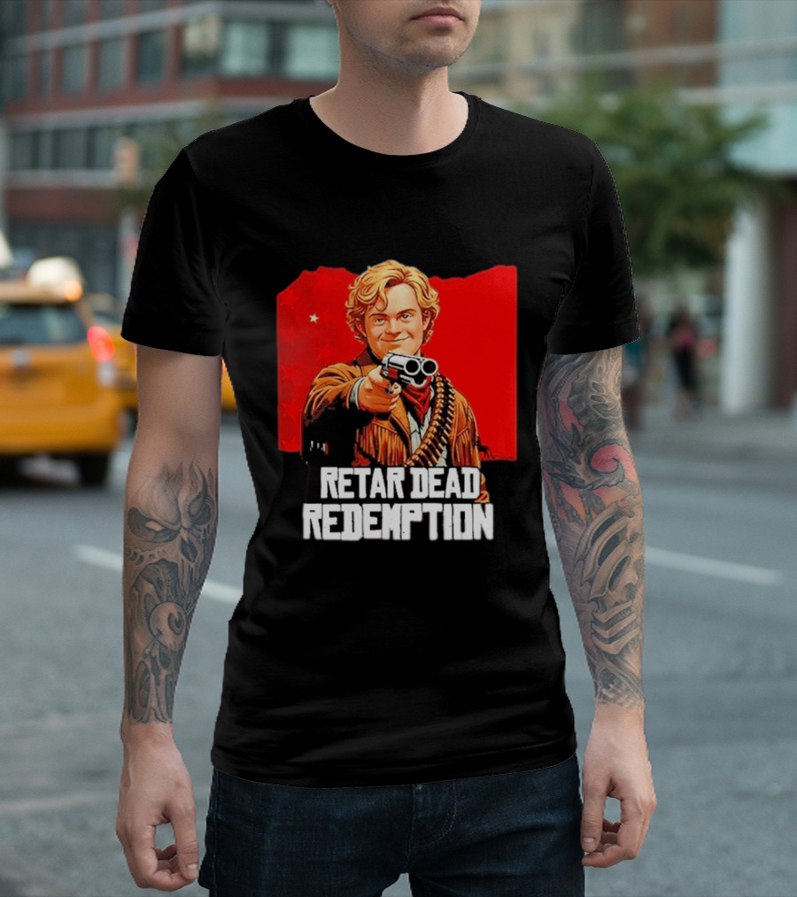 Retar Dead Redemption Western Cowboy And Revolver T-Shirt