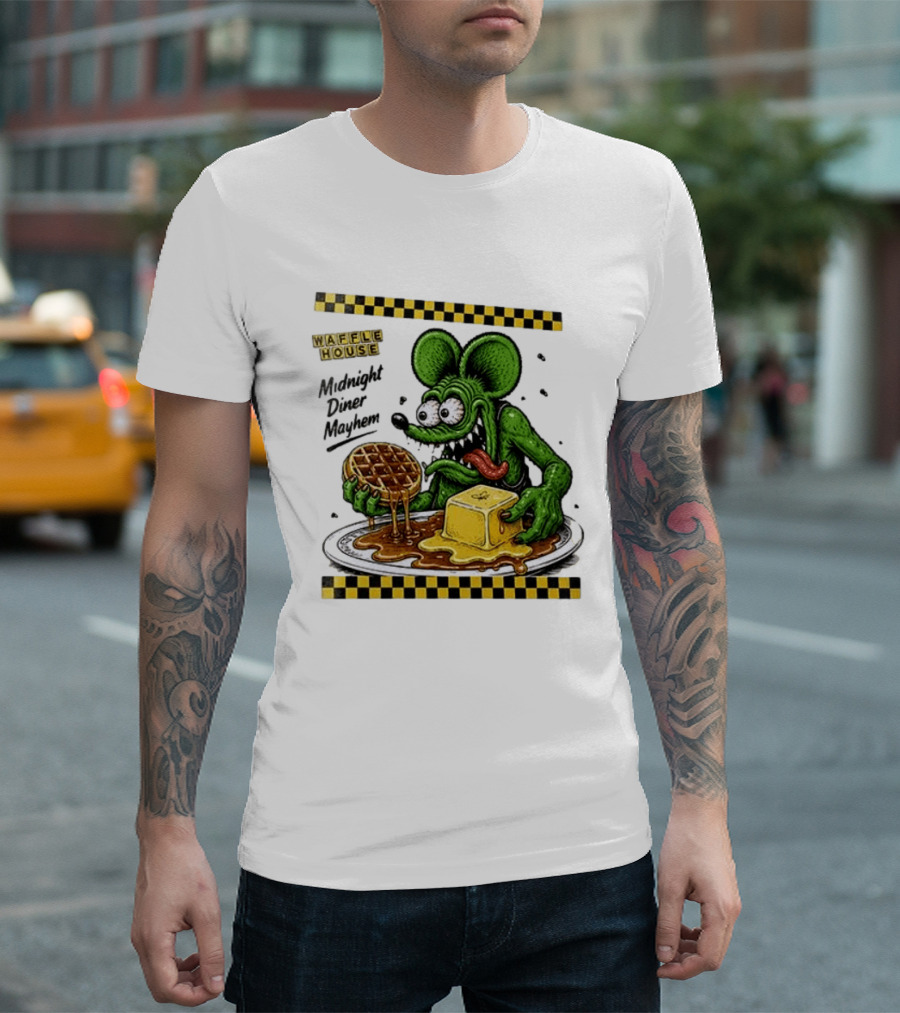Rat Fink Waffle House Midnight Diner Mayhem Stay Golden T-Shirt