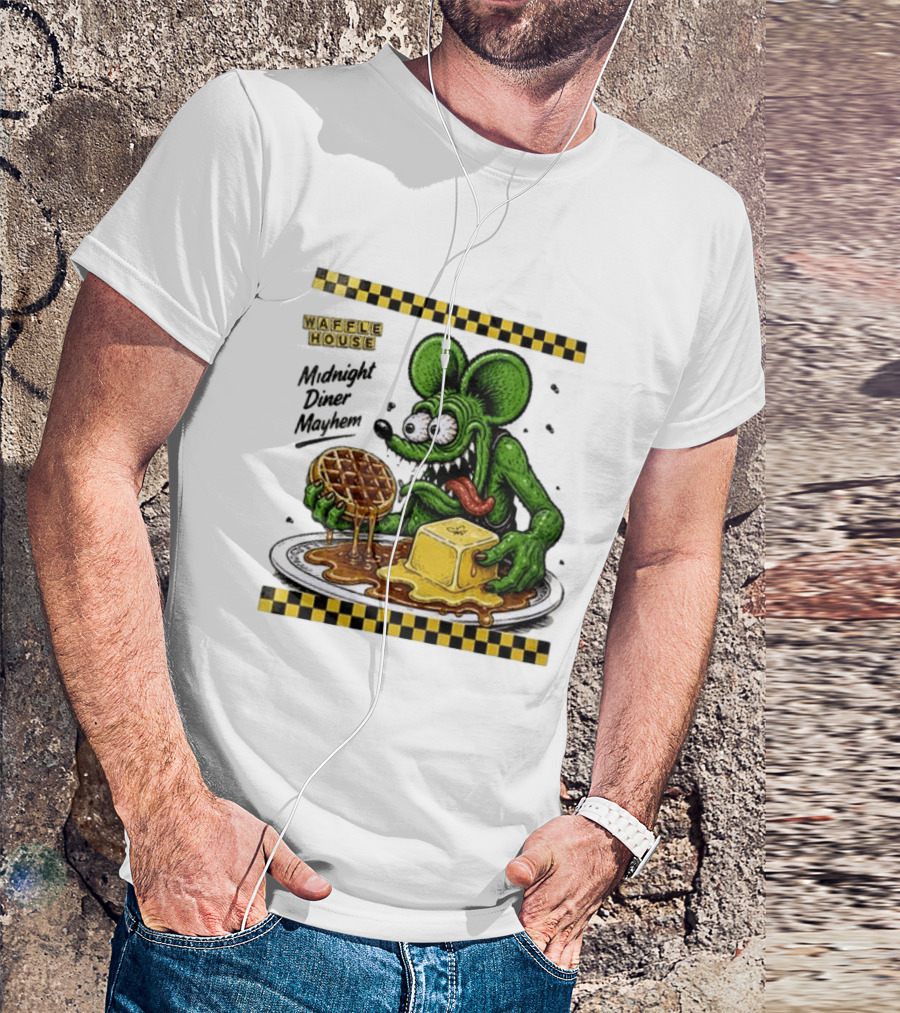 Rat Fink Waffle House Midnight Diner Mayhem Stay Golden T-Shirt