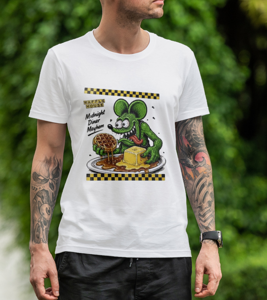 Rat Fink Waffle House Midnight Diner Mayhem Stay Golden T-Shirt