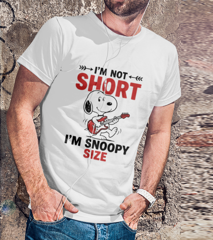 Snoopy Beagle Cartoon I'm Not Short I'm Snoopy Size Guitar Music T-Shirt