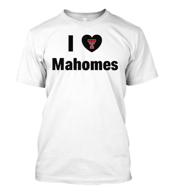 Texas Tech Red Raiders I Love Mahomes Double Heart Black T-Shirt