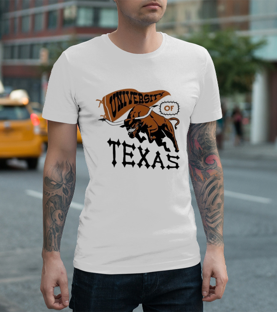 University Of Texas Longhorns Bull Mascot Banner T-Shirt