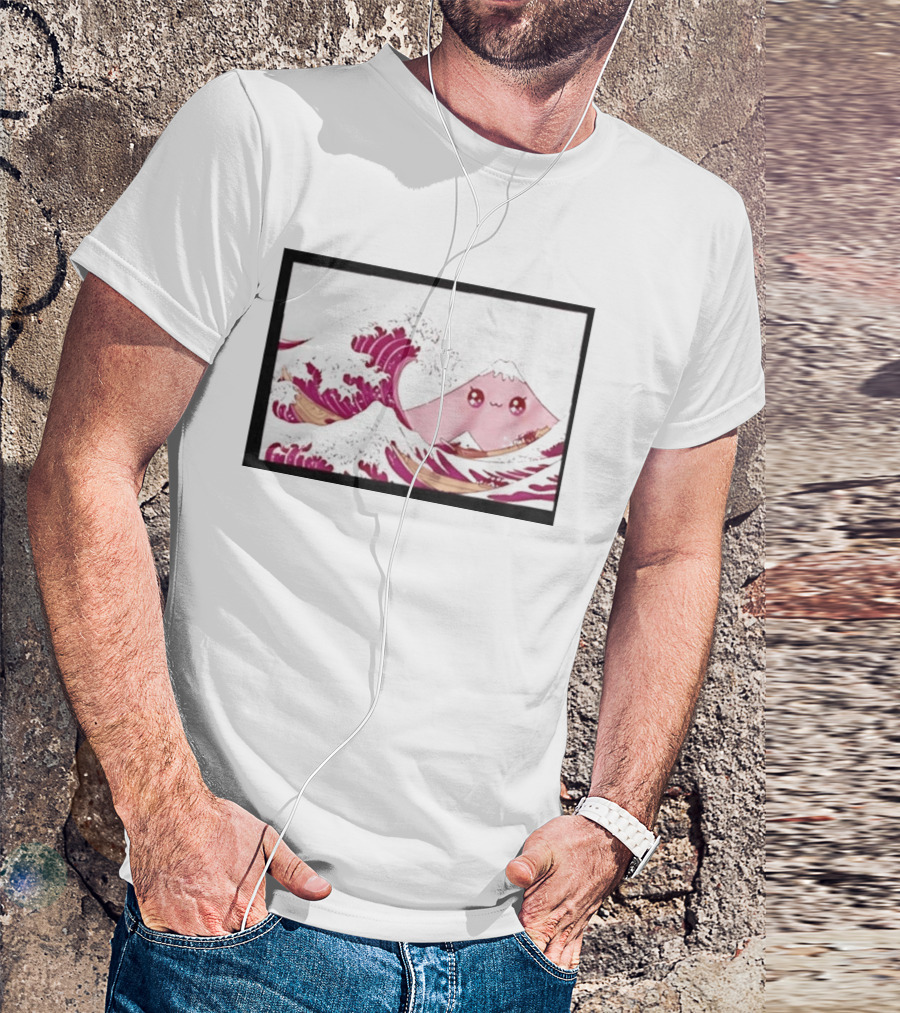 Kawaii Great Wave Pink Mountain Anime T-Shirt