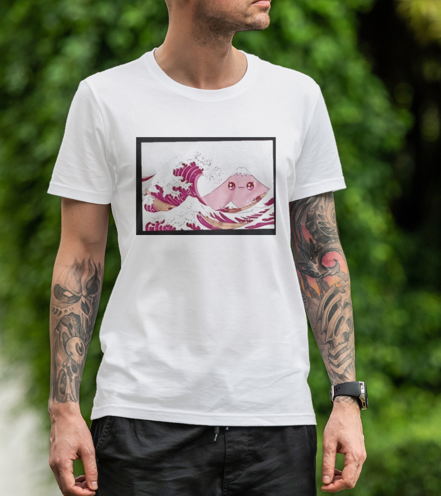 Kawaii Great Wave Pink Mountain Anime T-Shirt