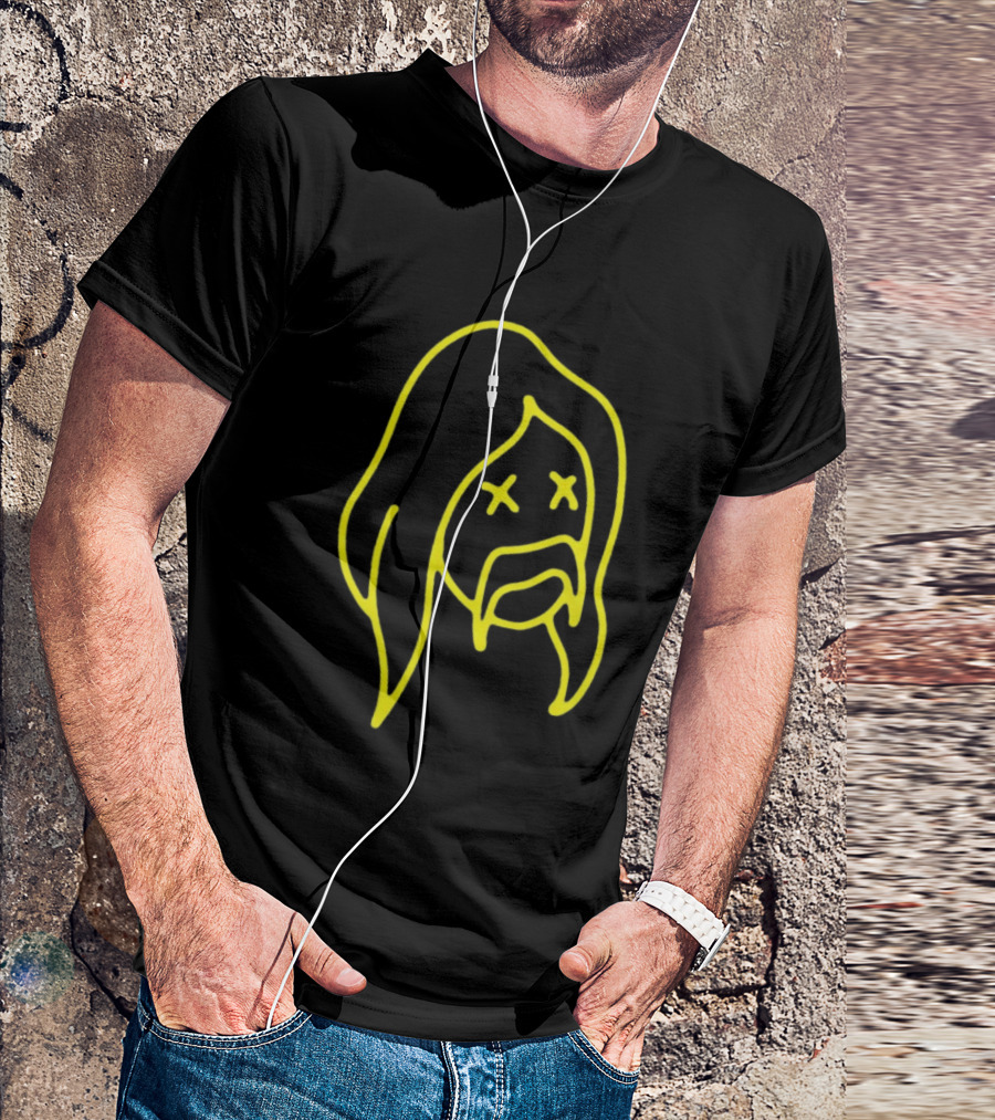 Austin Meade Store Blackout Black Neon Yellow Face Lines T-Shirt
