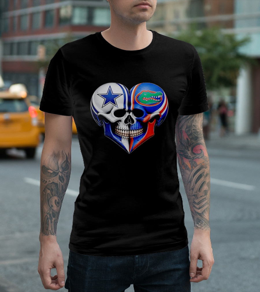 Dallas Cowboys Florida Gators Heart Skull T-Shirt