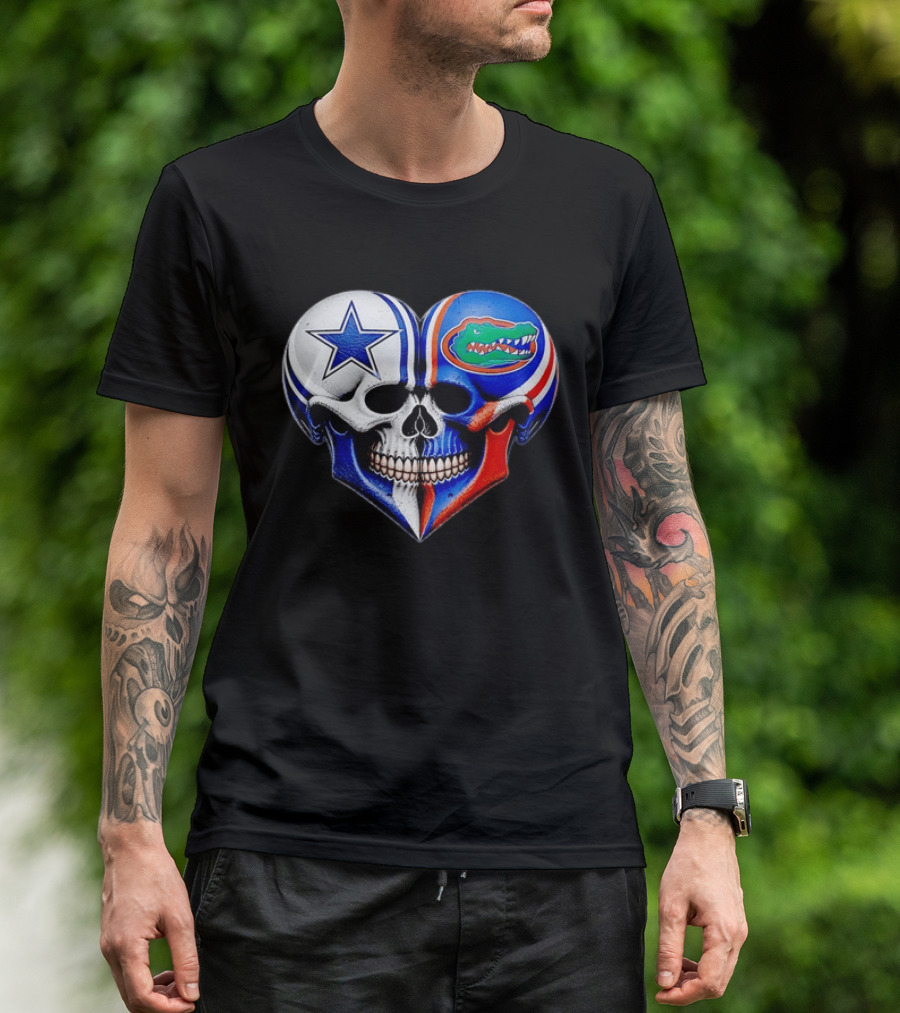Dallas Cowboys Florida Gators Heart Skull T-Shirt