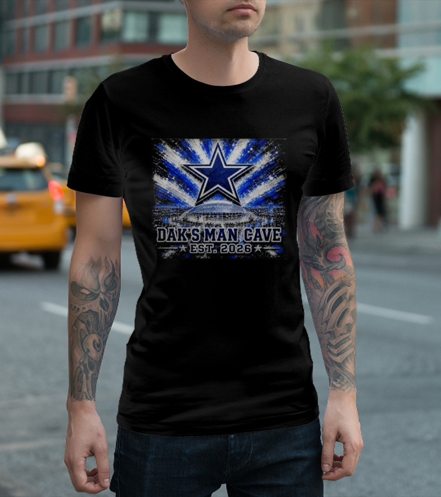 Dallas Cowboys AT&T Stadium Dak's Man Cave Established 2026 Starburst T-Shirt