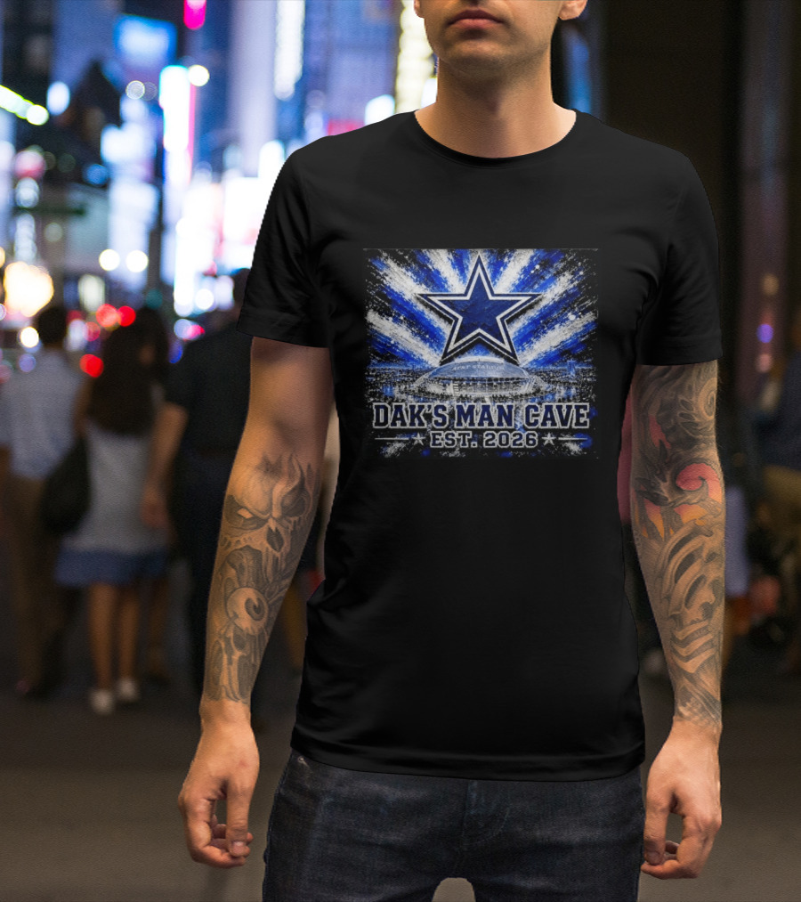 Dallas Cowboys AT&T Stadium Dak's Man Cave Established 2026 Starburst T-Shirt