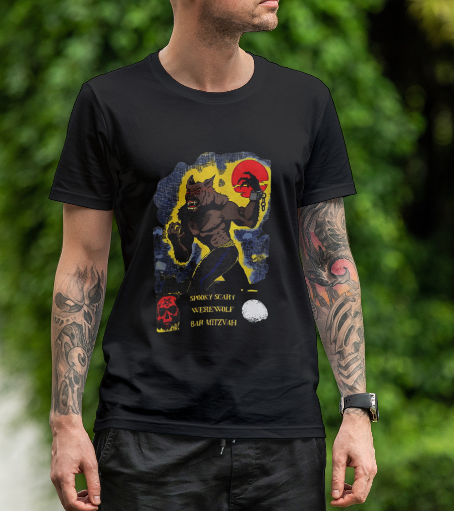 Spooky Scary Werewolf Bar Mitzvah Moonlight Night Zaidi.com T-Shirt