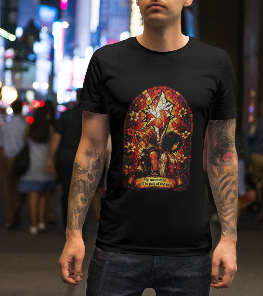 Final Fantasy Stained Glass Zidane And Garnet My Memories Will Be Part Of The Sky T-Shirt