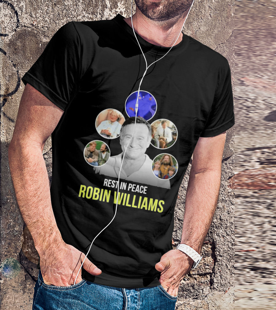 Rest In Peace Robin Williams Aladdin Genie Mrs. Doubtfire Jumanji Good Will Hunting T-Shirt