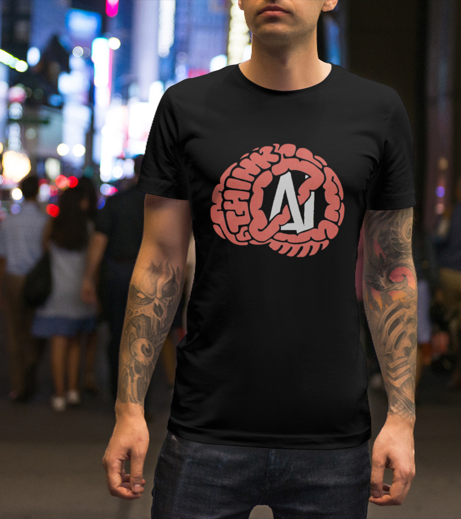 Think AI Brain Concept With Neural Network Influence T-Shirt