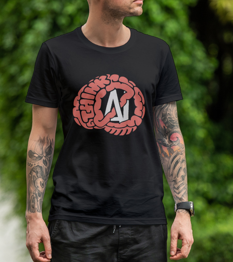 Think AI Brain Concept With Neural Network Influence T-Shirt