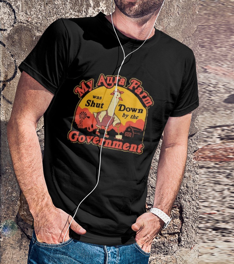 My Aura Farm Was Shut Down By The Government Goose Vintage Farmyard Scene T-Shirt
