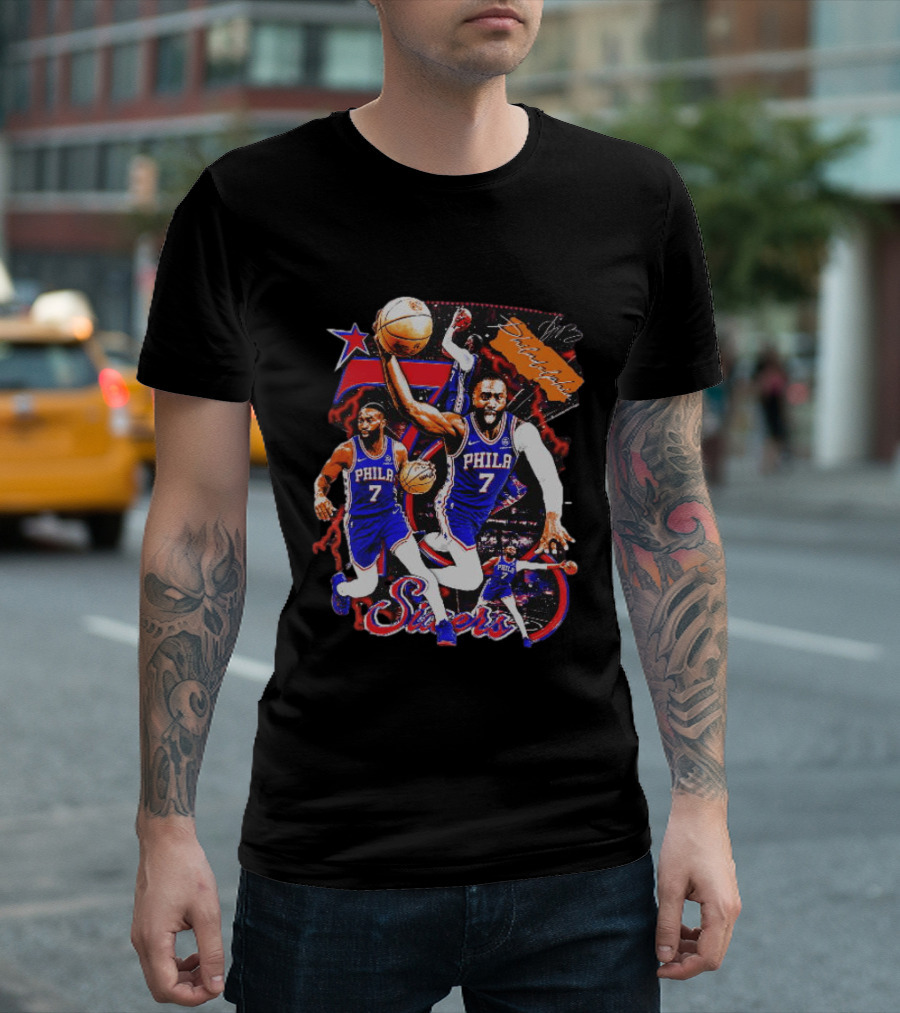 Tyrese Maxey Philadelphia Sixers Basketball Phila 7 NBA Player Action T-Shirt