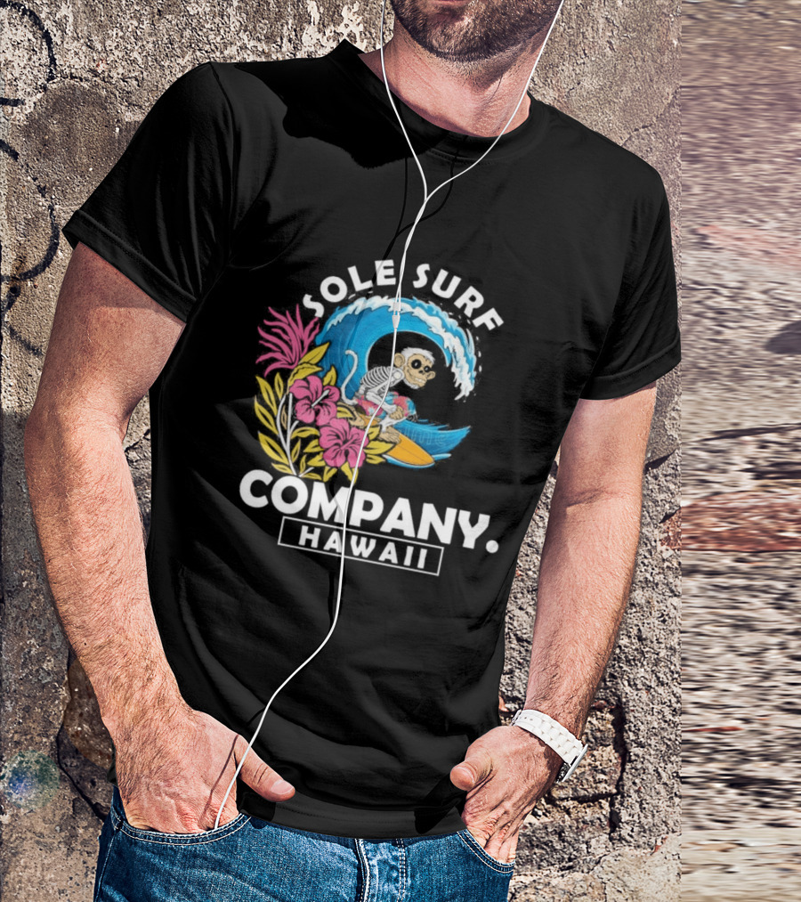 Sole Surf Company Hawaii Monkey Wave Flower Surfing T-Shirt