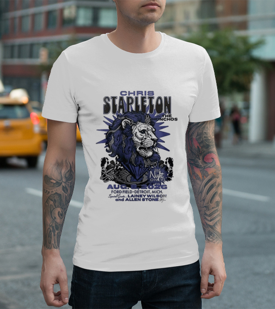 Chris Stapleton Detroit Lions August 2023 Ft The Honchos One Night Only T-Shirt