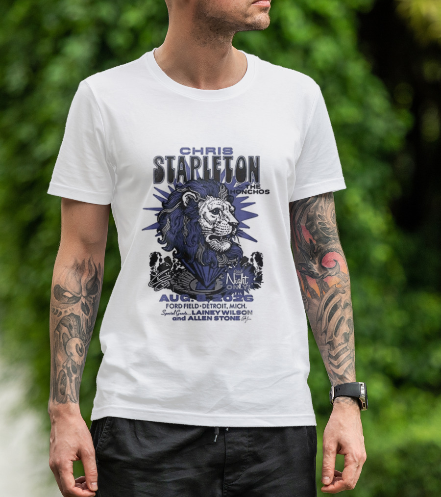 Chris Stapleton Detroit Lions August 2023 Ft The Honchos One Night Only T-Shirt