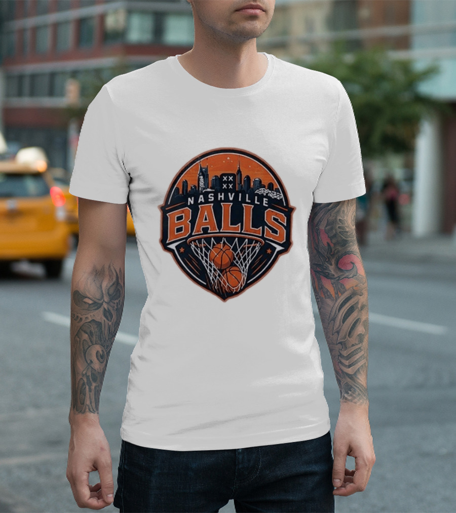 Nashville Balls Basketball Skyline Orange And Black T-Shirt