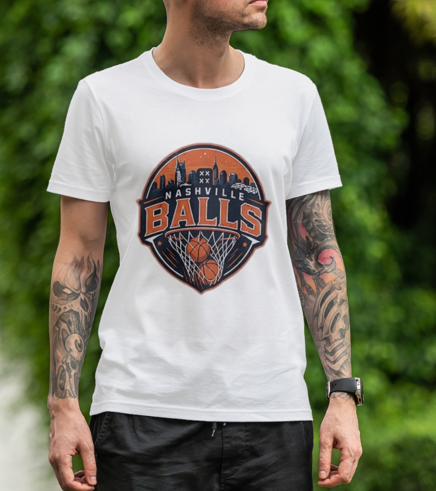 Nashville Balls Basketball Skyline Orange And Black T-Shirt