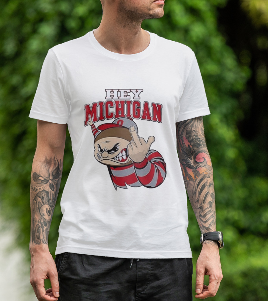 Ohio State Buckeyes Hey Michigan Middle Finger T-Shirt