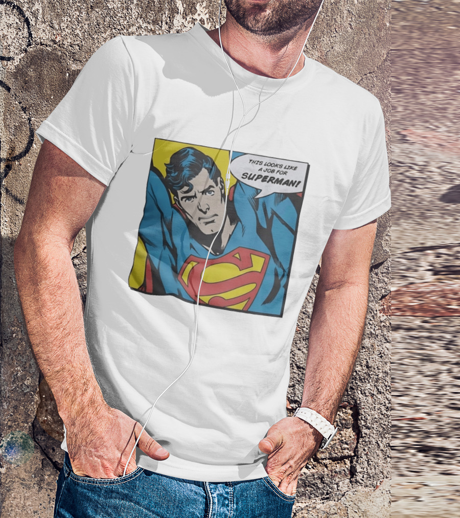 This Looks Like A Job For Superman Comic Panel Classic Superman Heroic Pose T-Shirt