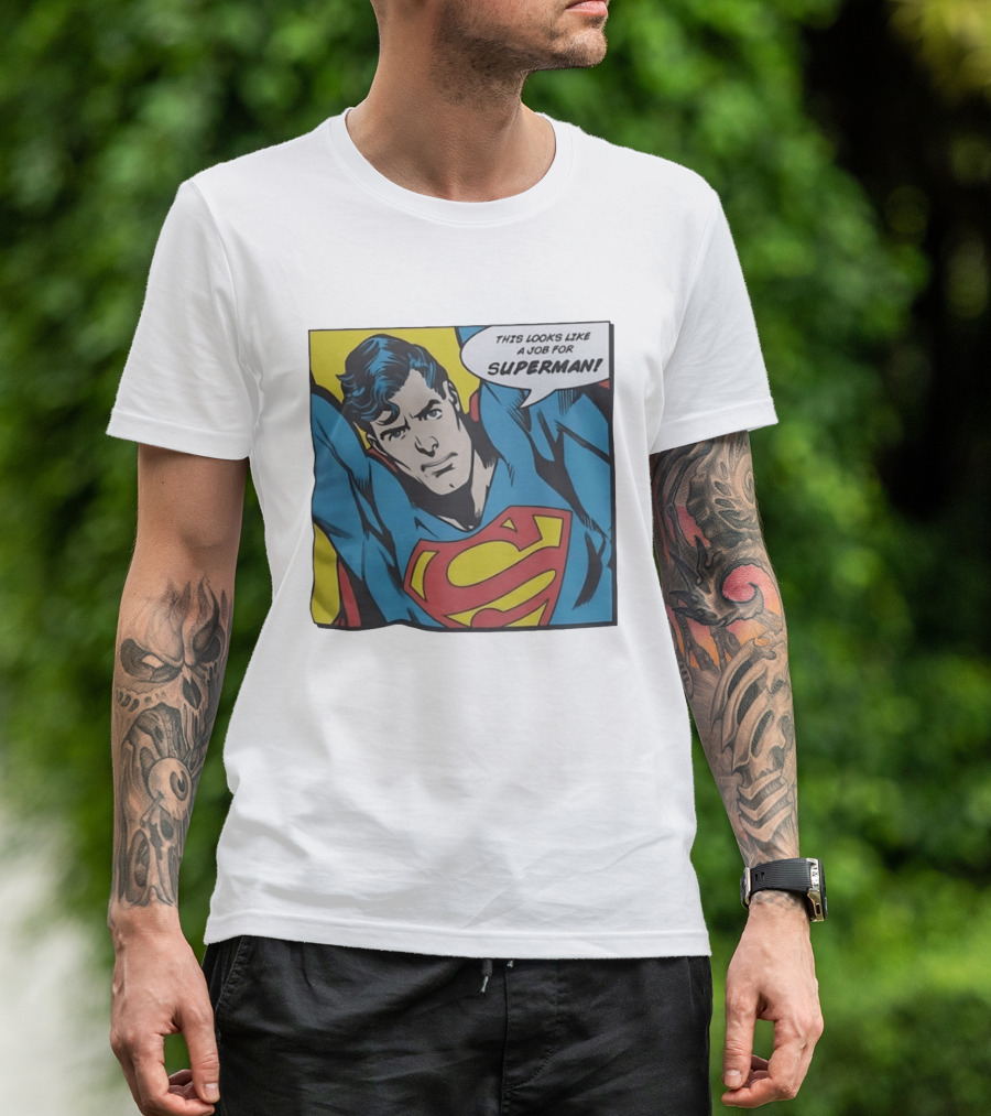 This Looks Like A Job For Superman Comic Panel Classic Superman Heroic Pose T-Shirt
