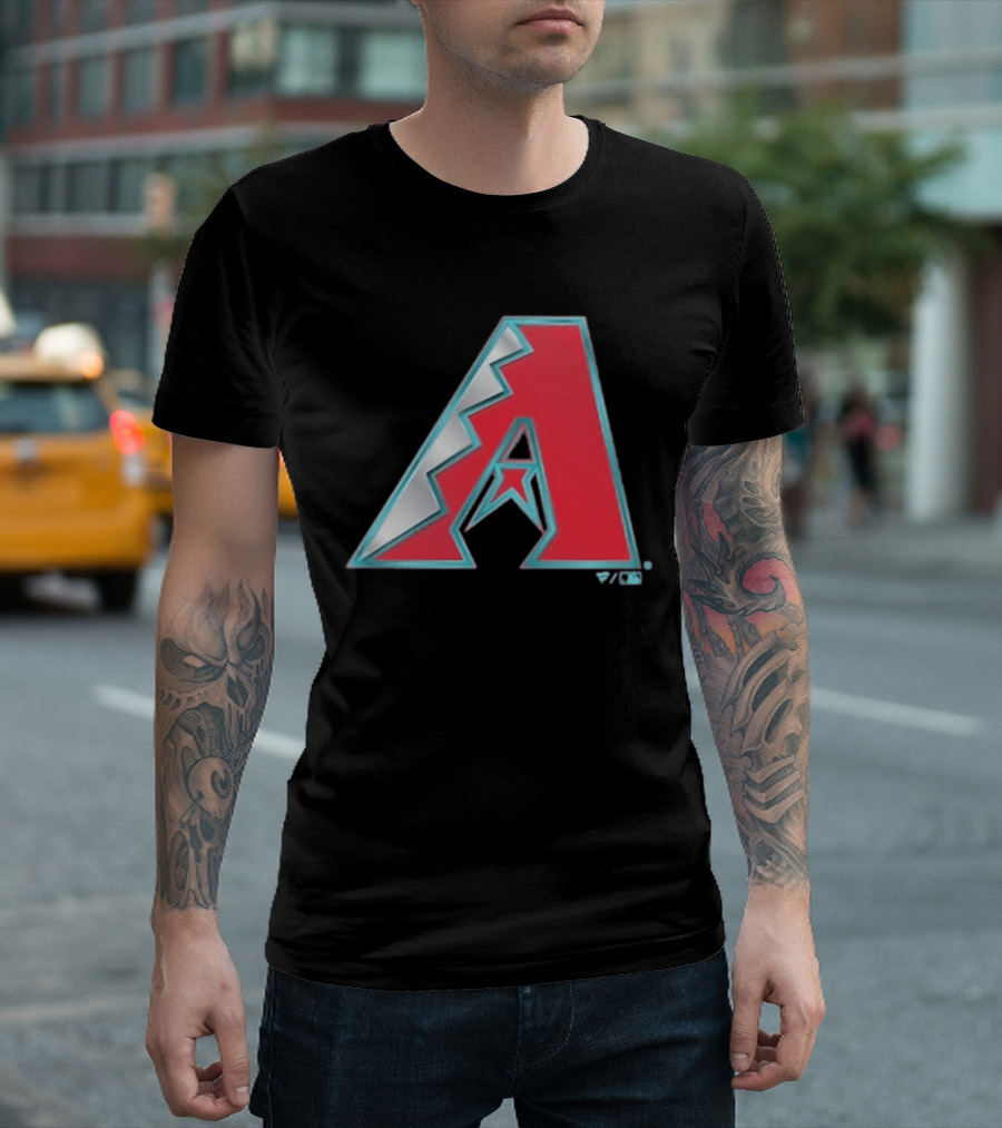 Arizona Diamondbacks Women's Metallic A Logo Red And Silver T-Shirt