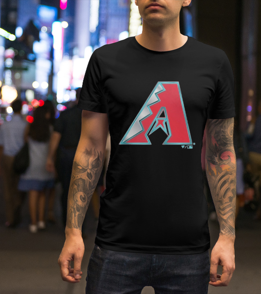 Arizona Diamondbacks Women's Metallic A Logo Red And Silver T-Shirt