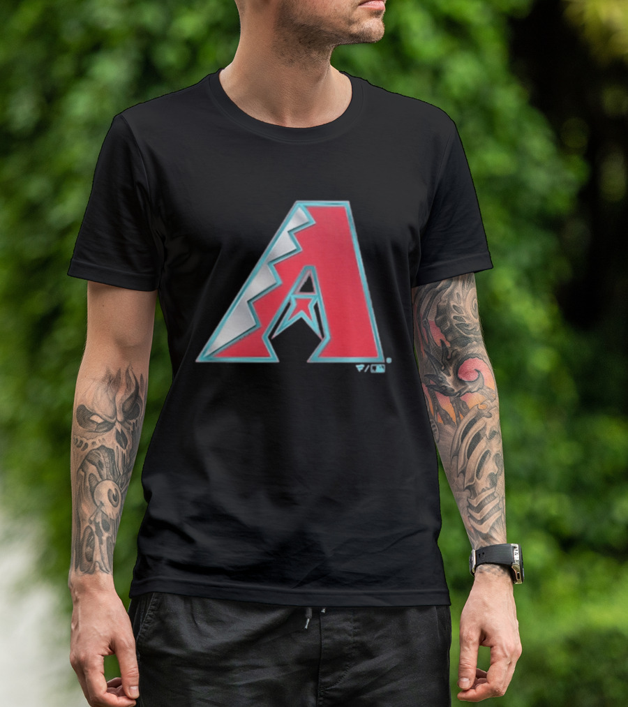 Arizona Diamondbacks Women's Metallic A Logo Red And Silver T-Shirt