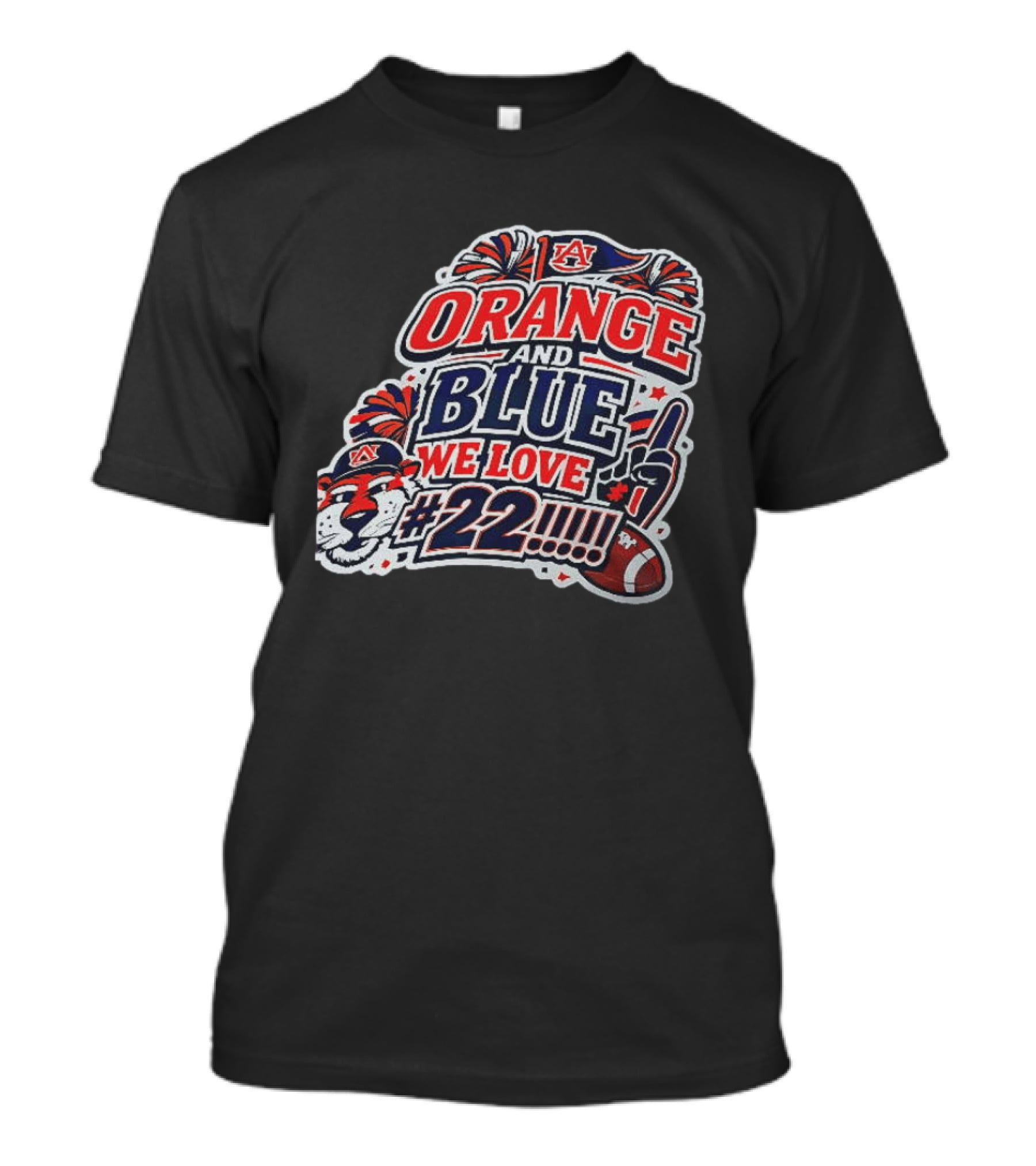Auburn Tigers ORANGE AND BLUE WE LOVE #22 Football Fan Cheers T-Shirt