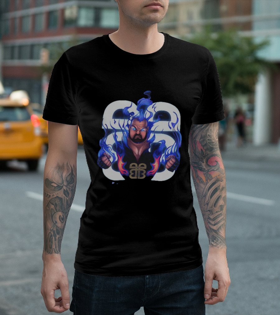 Bam Bam Bigelow WWE Flames New Jersey Devils Pro Wrestling T-Shirt