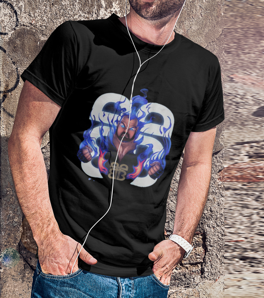 Bam Bam Bigelow WWE Flames New Jersey Devils Pro Wrestling T-Shirt