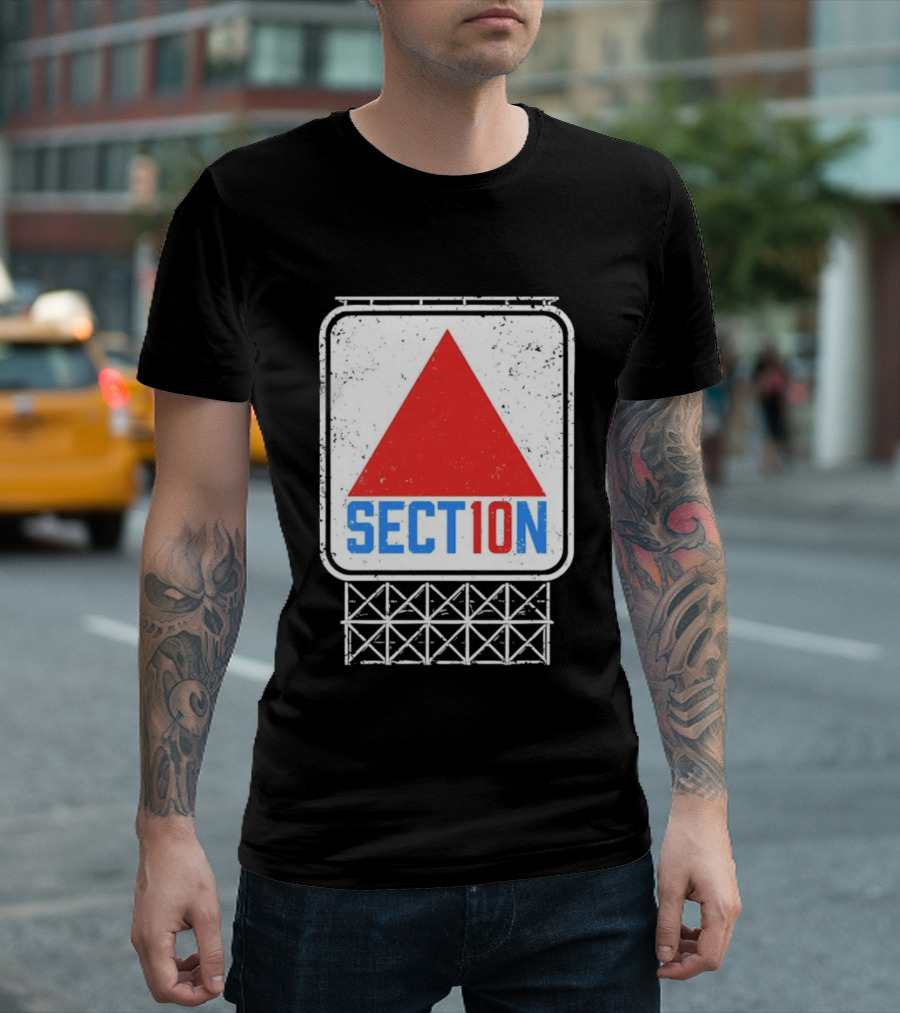 Section 10 Distressed Red Triangle Sign Retro Look S10 T-Shirt