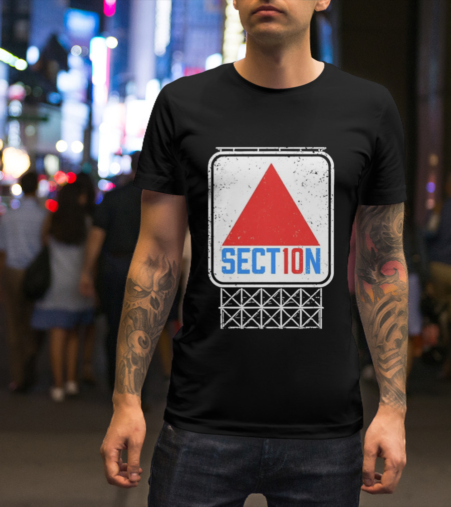 Section 10 Distressed Red Triangle Sign Retro Look S10 T-Shirt