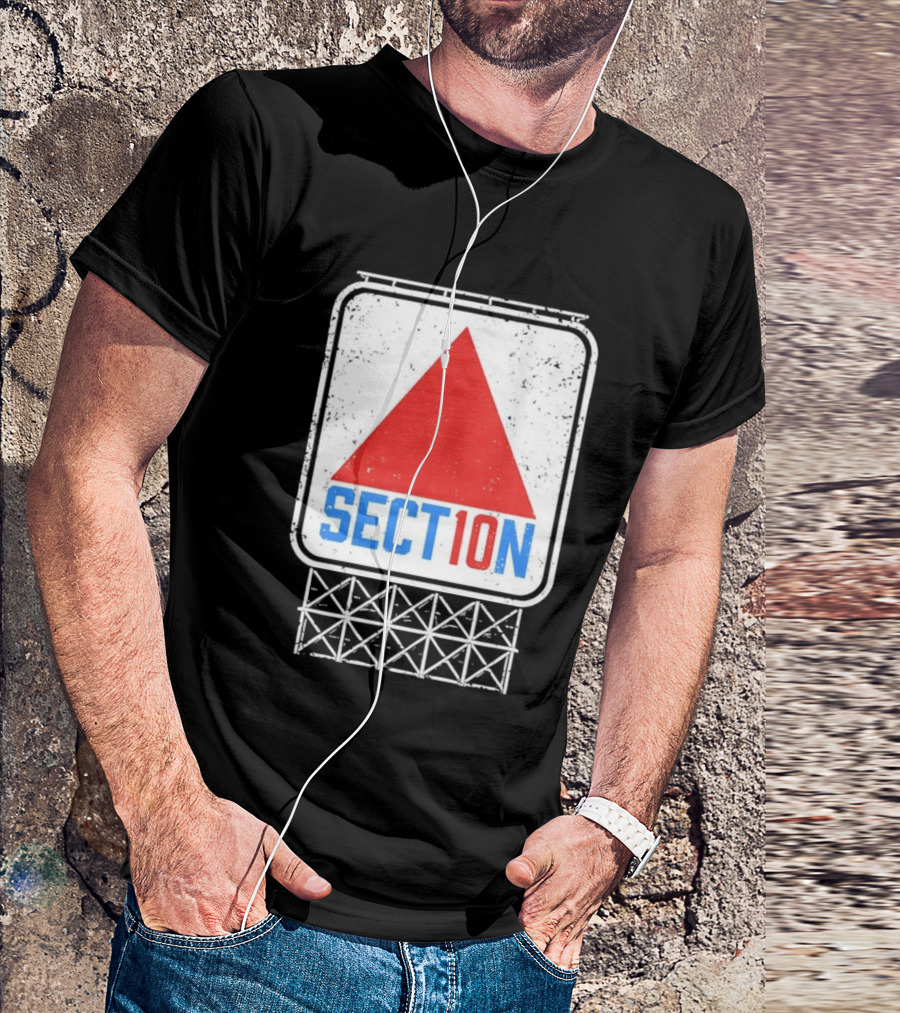 Section 10 Distressed Red Triangle Sign Retro Look S10 T-Shirt