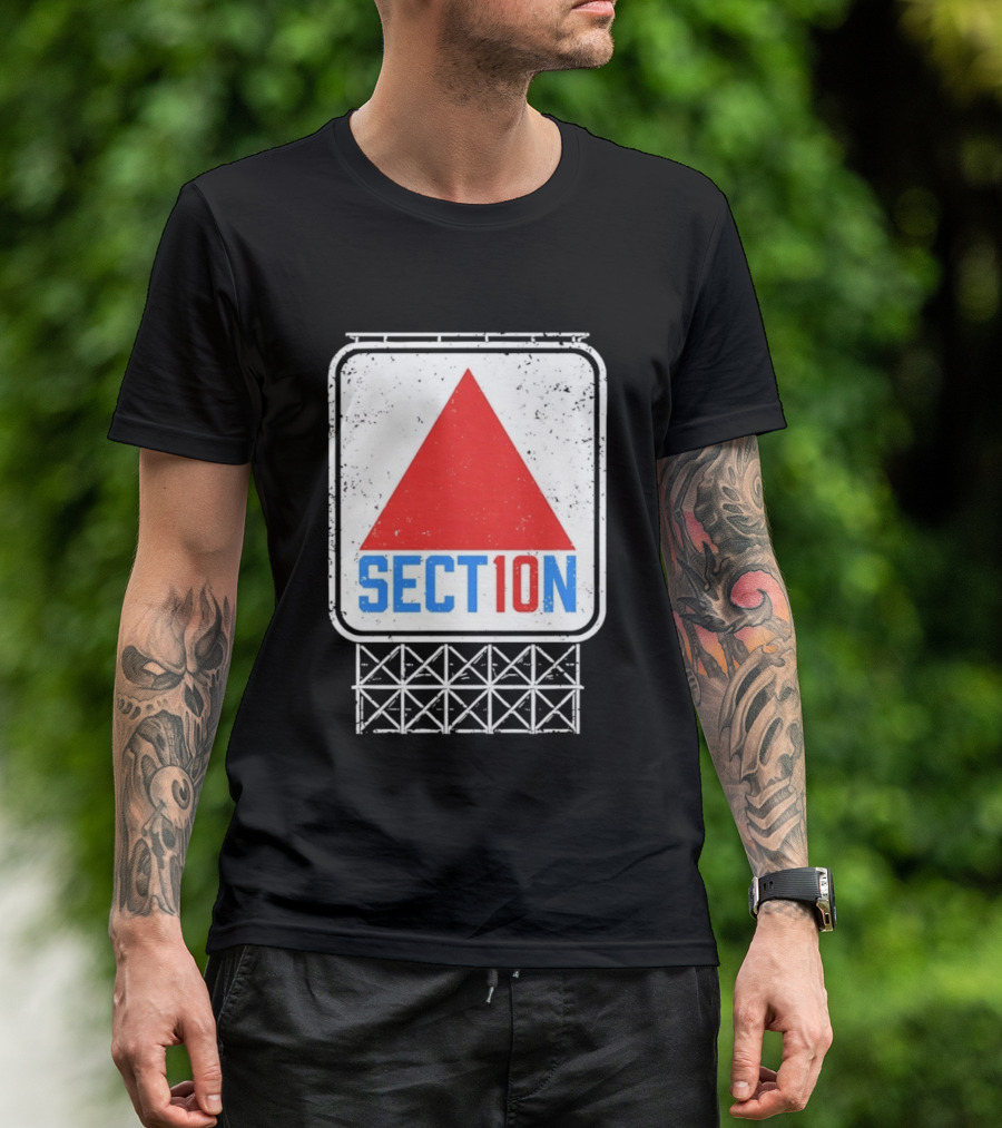 Section 10 Distressed Red Triangle Sign Retro Look S10 T-Shirt